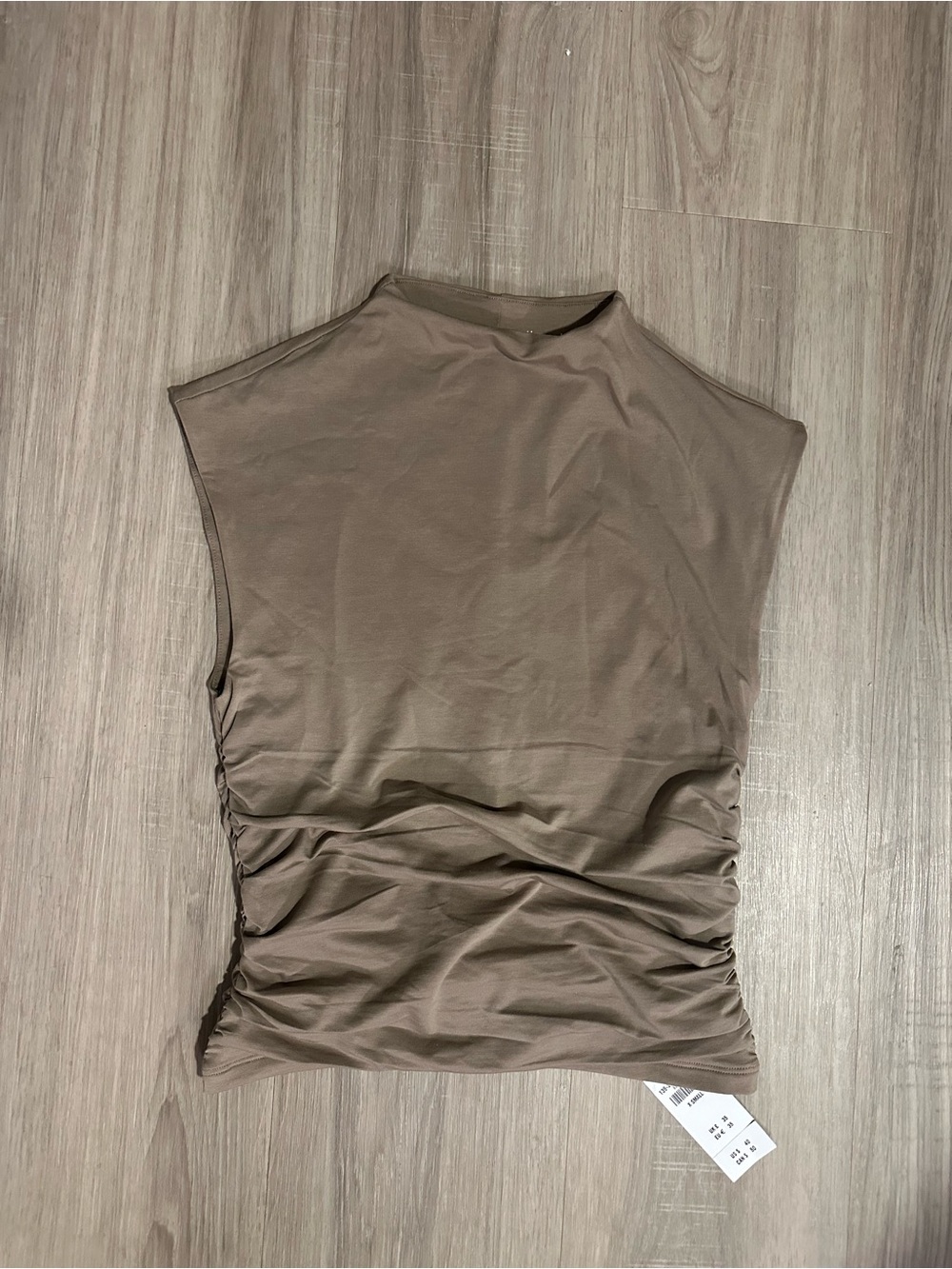 Abercrombie & Fitch Taupe Ruched Side Mock Neck Tank